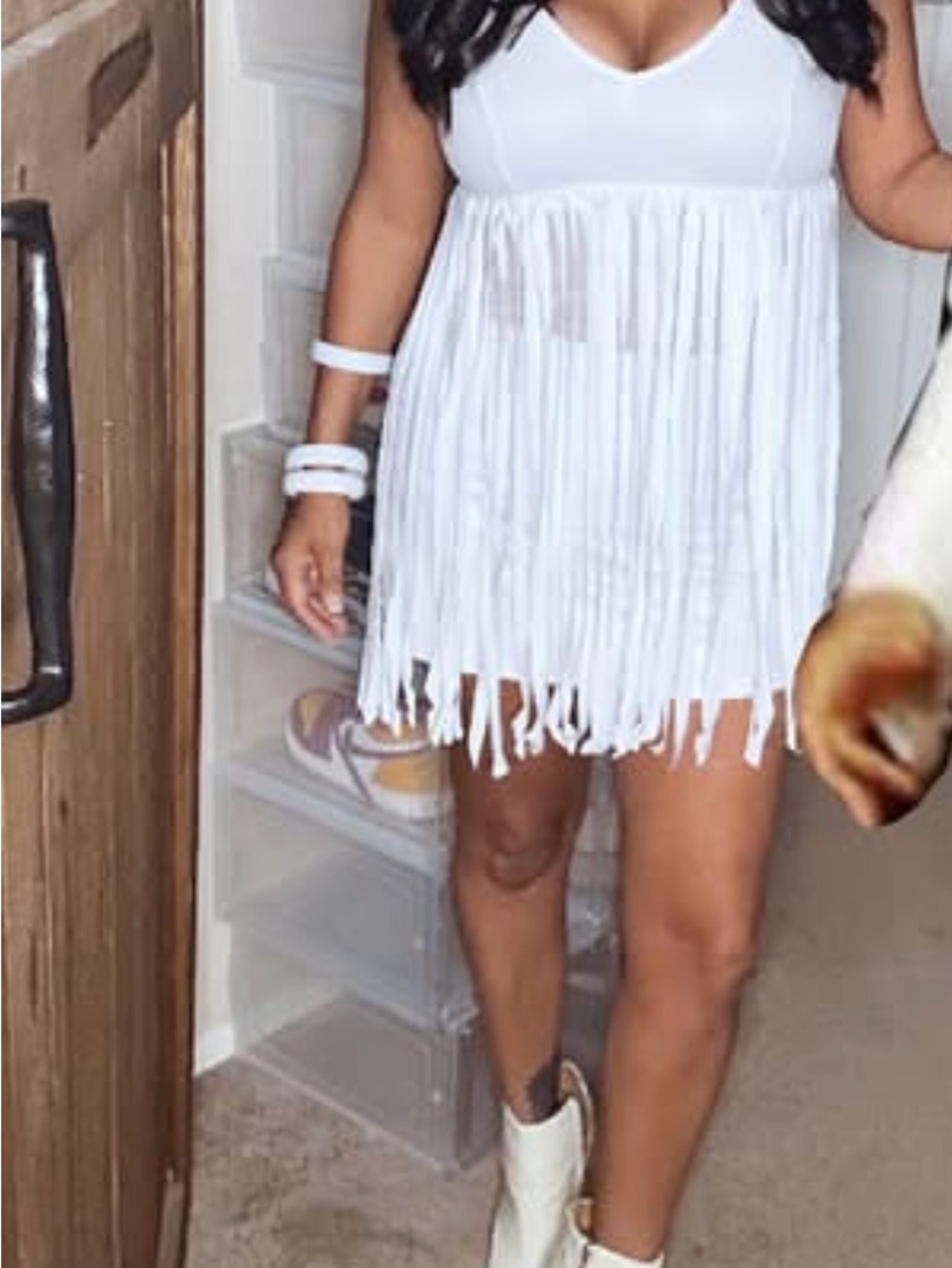 Dreamgirl White Fringe Tank Top